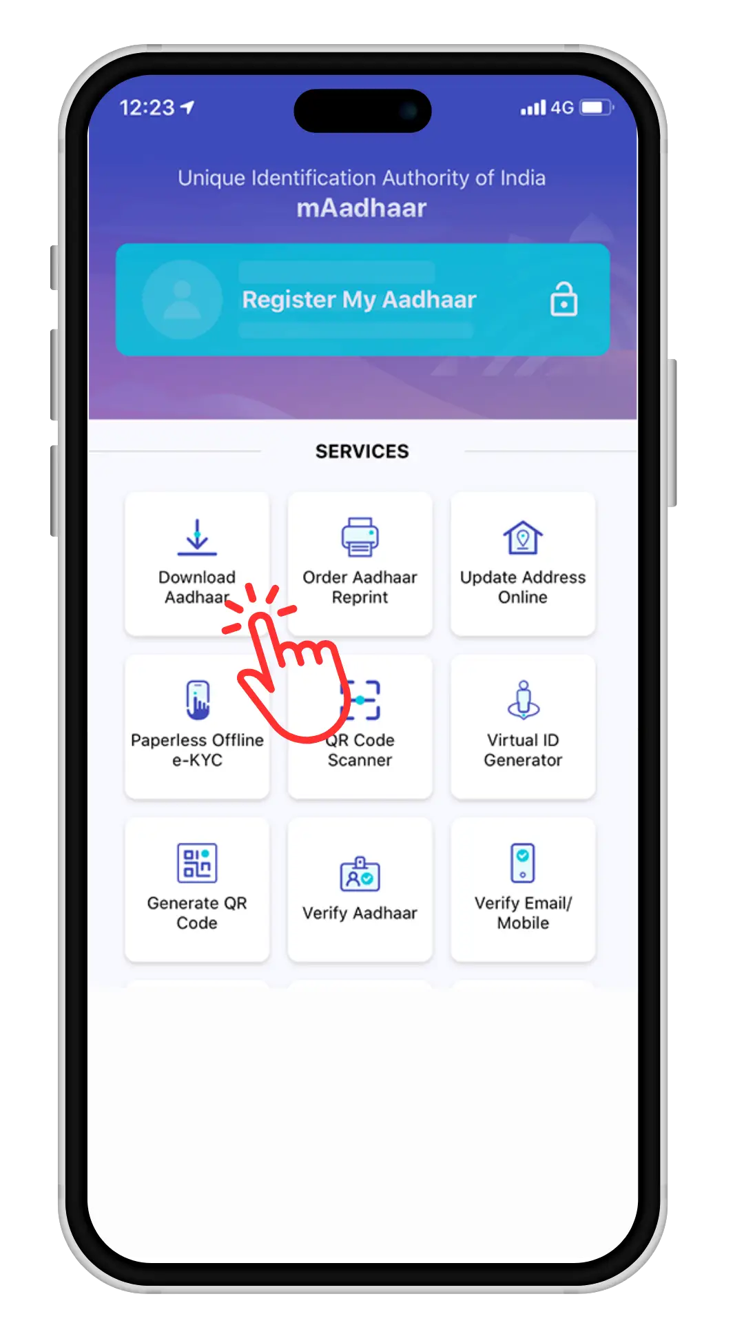 Visit MyAadhaar portal screenshot